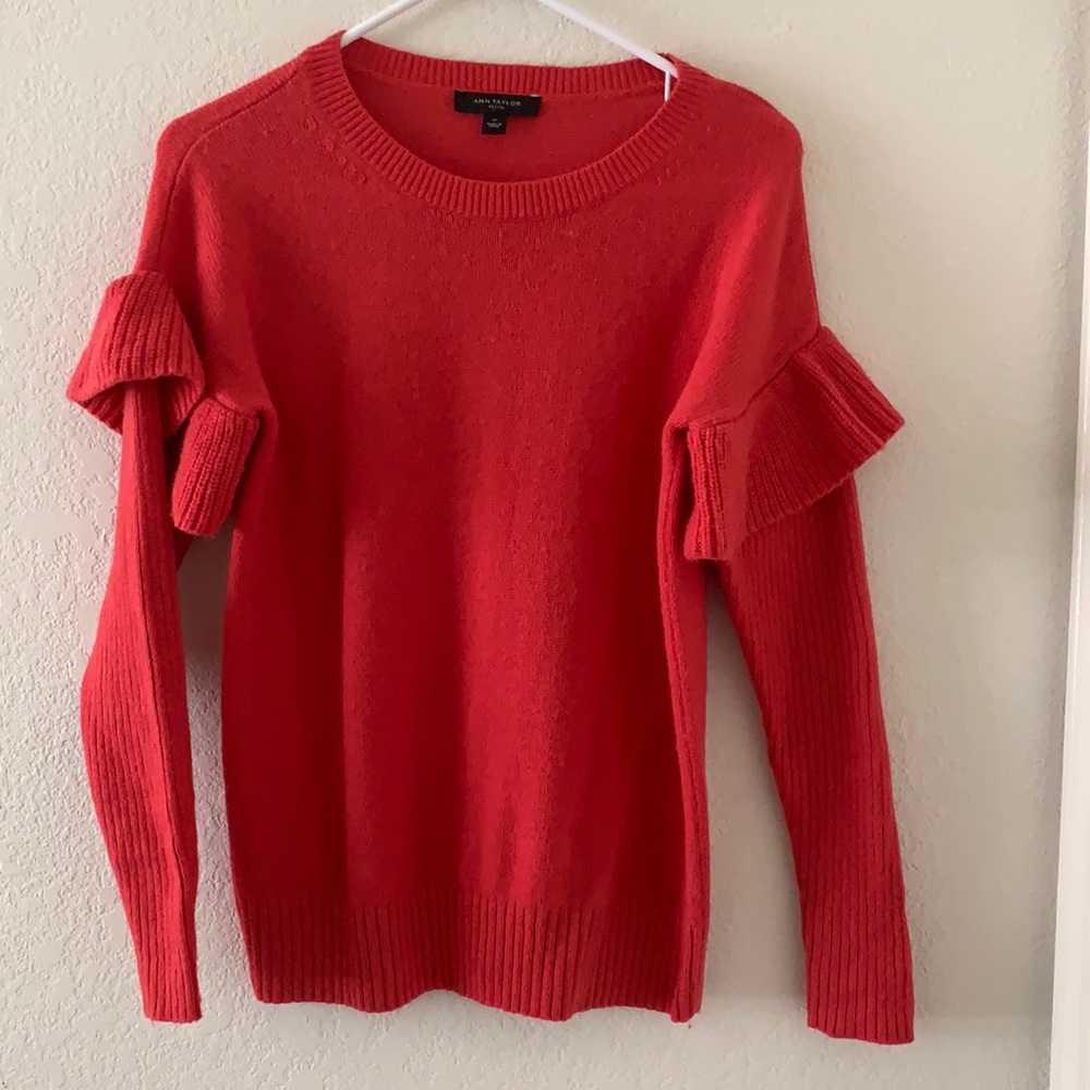 Anne Taylor Petite flounce sleeve sweater